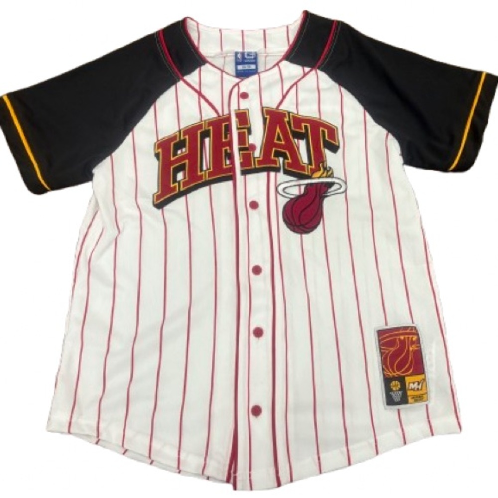 Miami Heat Button-Up Baseball Style Jersey – Youth Size 18–20 | NBA Ultra Game